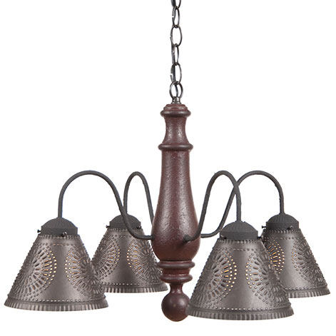 Crestwood Chandelier In Plantation Red by Irvin's Tinware