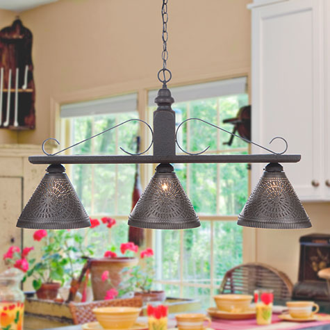 Chandelier Lighting Above Kitchen Island